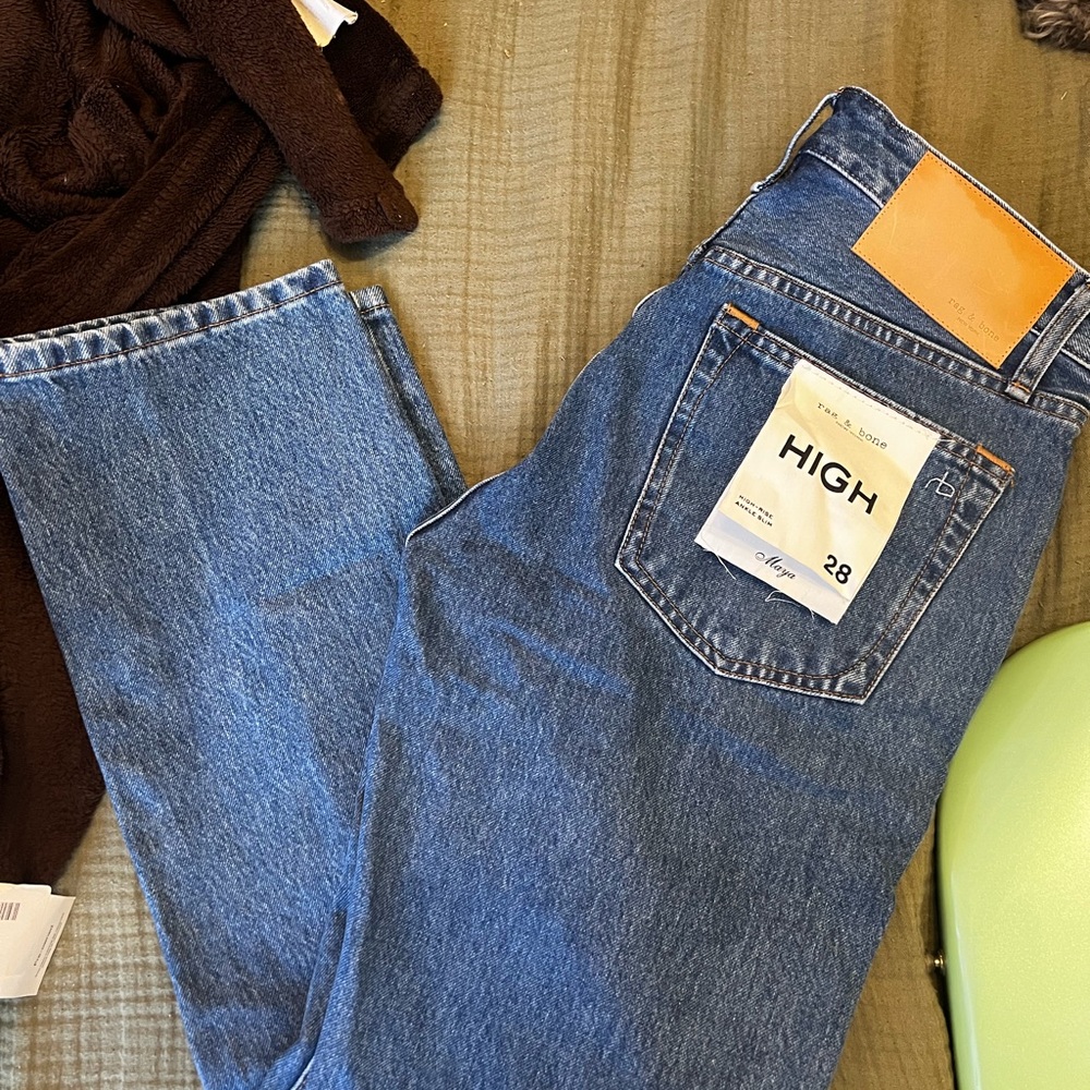 Rag & Bone High-Rise Ankle Slim Blue Jeans - Size 28